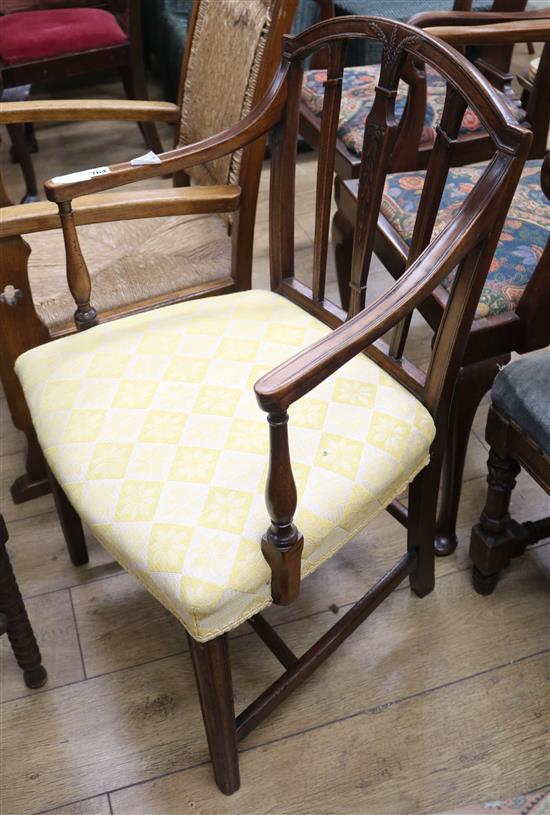 A George III mahogany elbow chair